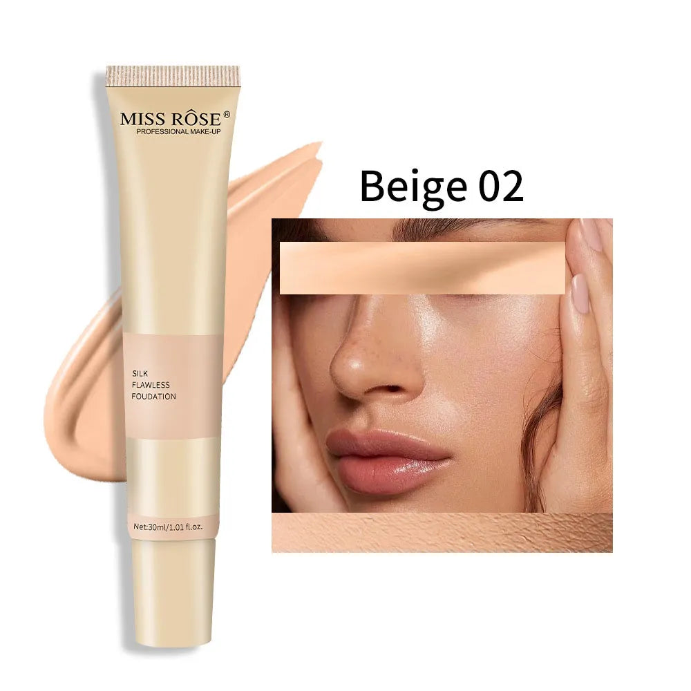 Miss Rose Silk Flawless Foundation 30ml Perfecting Full Coverage Long Lasting for All Skin Types