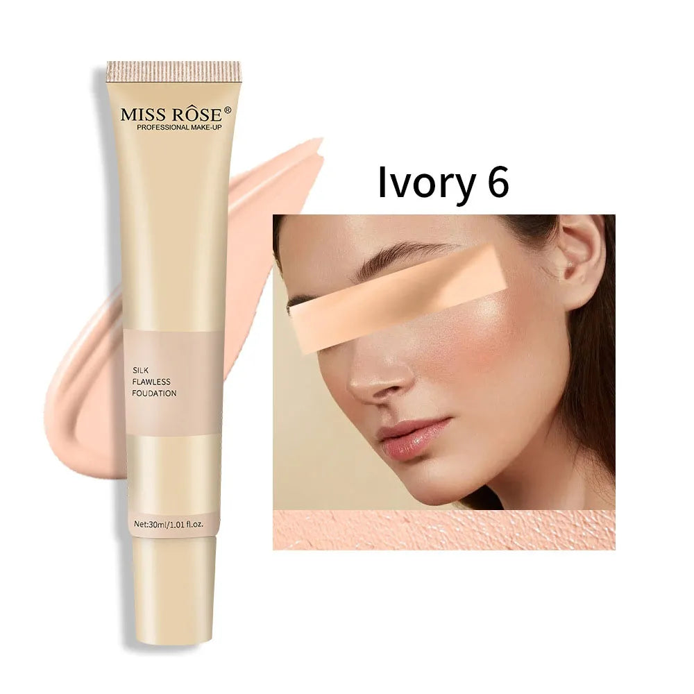 Miss Rose Silk Flawless Foundation 30ml Perfecting Full Coverage Long Lasting for All Skin Types
