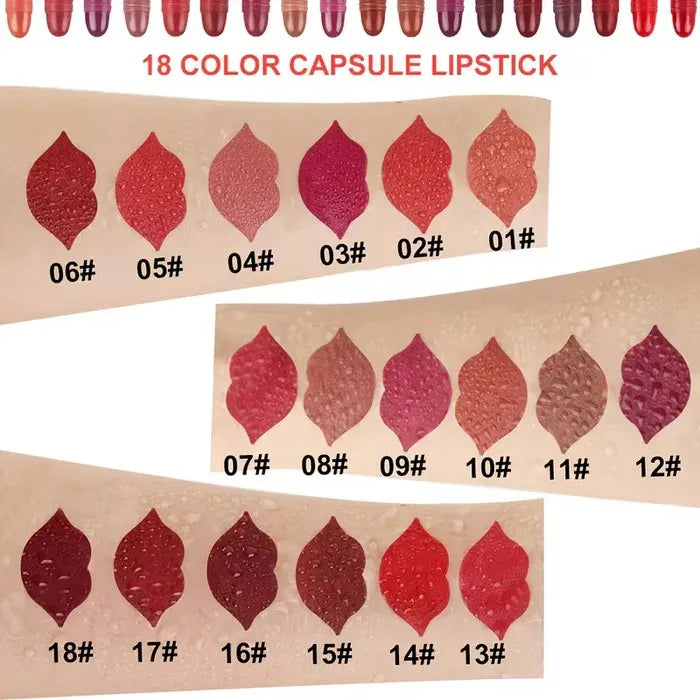 KS-One Matte Lipstick Capsule (Pack of 18)Little Capsule Lipstick Kit, Mini Matte Lipstick, Waterproof Lipstick For Girls