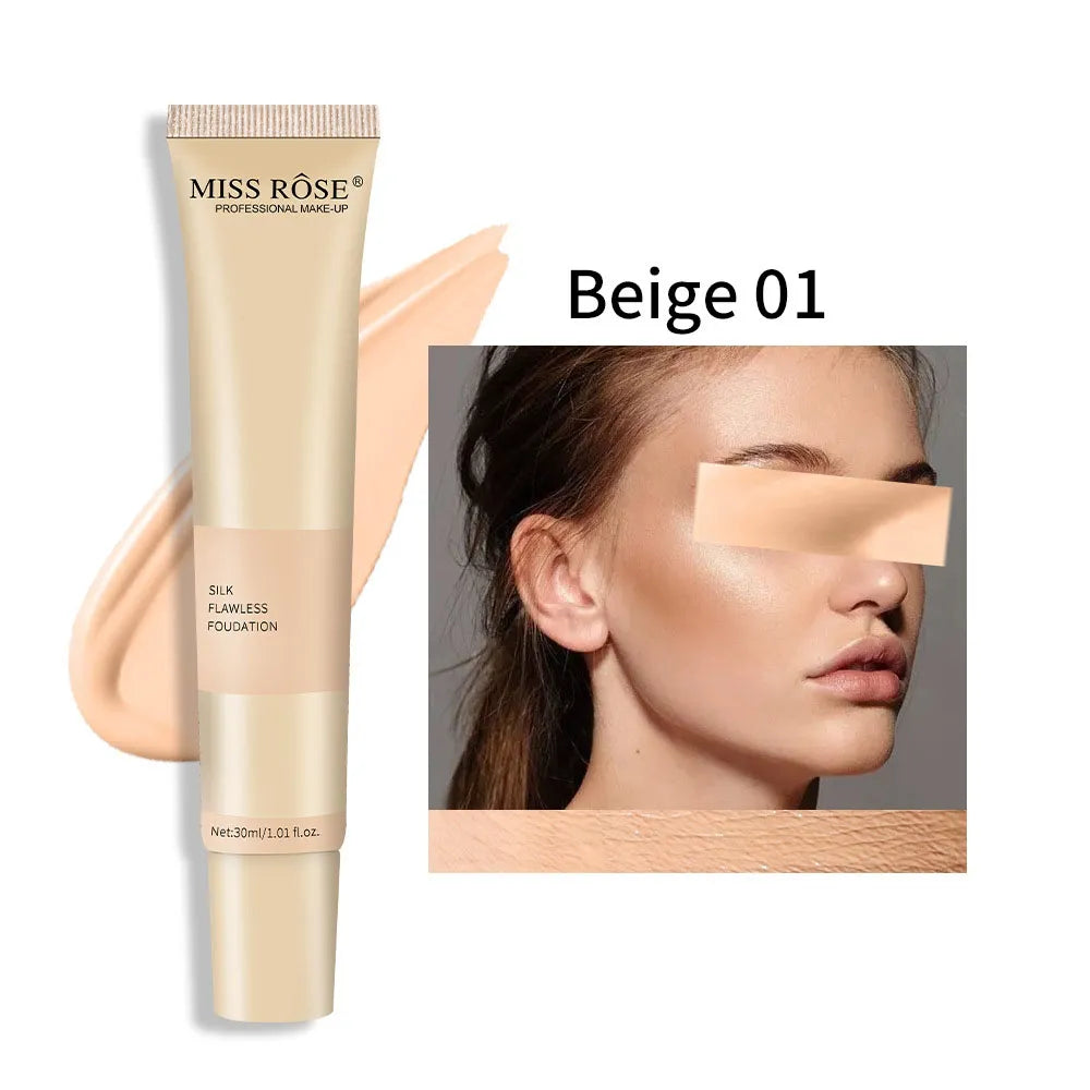 Miss Rose Silk Flawless Foundation 30ml Perfecting Full Coverage Long Lasting for All Skin Types